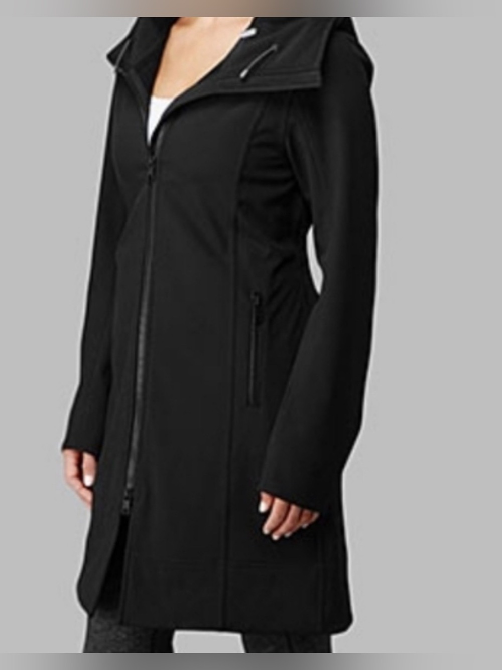 Lululemon Apres Soft Shell Long Trench Coat Women’s Hooded Outdoor Travel Sz 6